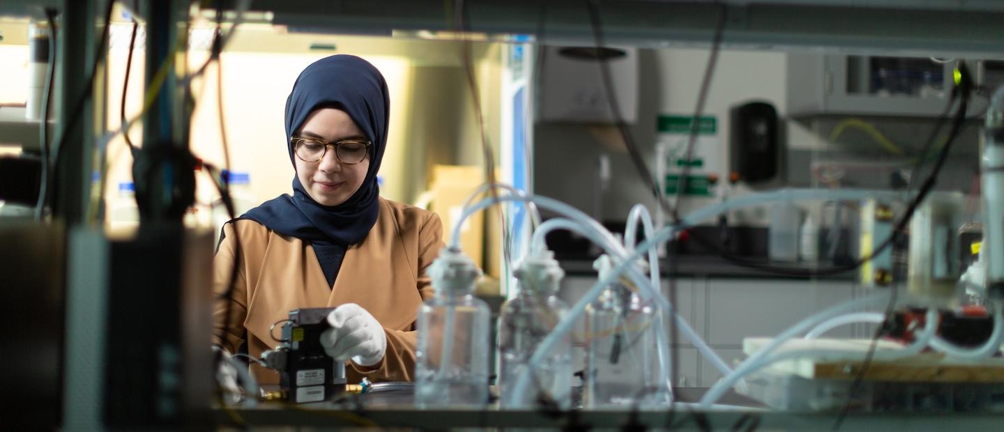 A student working in an engineering lab